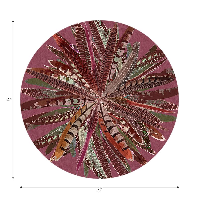 Sous-verres ronds en cuir végétal, Mauve