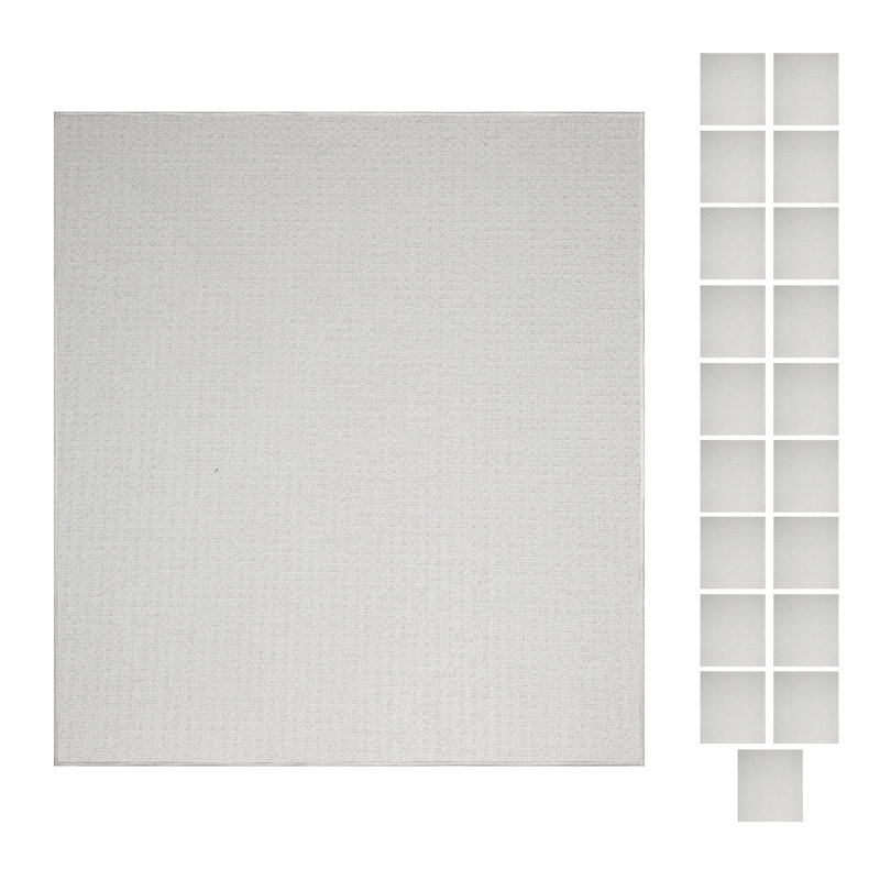 Ensemble de tapis géométriques touffetés géométriques ivoire, Carré 3 pi