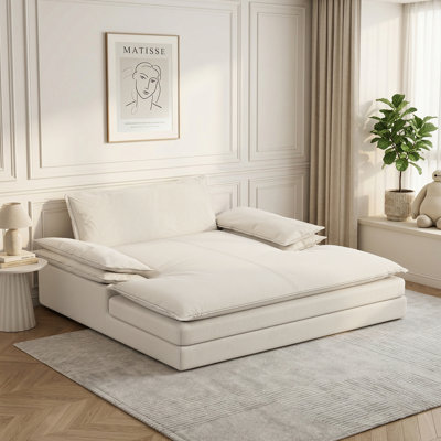 80 po x 75 po, méridienne surdimensionnée, revêtue de bois massif, revêtue de chenille, avec accoudoirs larges