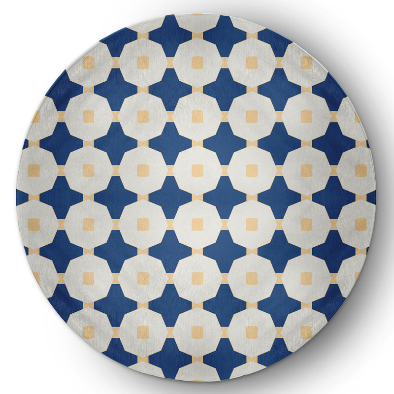 Cynamon Chenille Geometric Indoor Rug, Round 5'