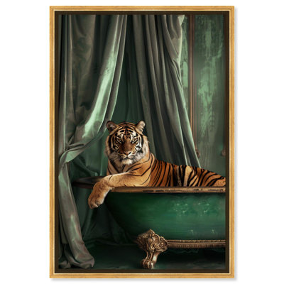 Elegant Tiger Bath Canvas Trendy Bathroom Art by Notoriart