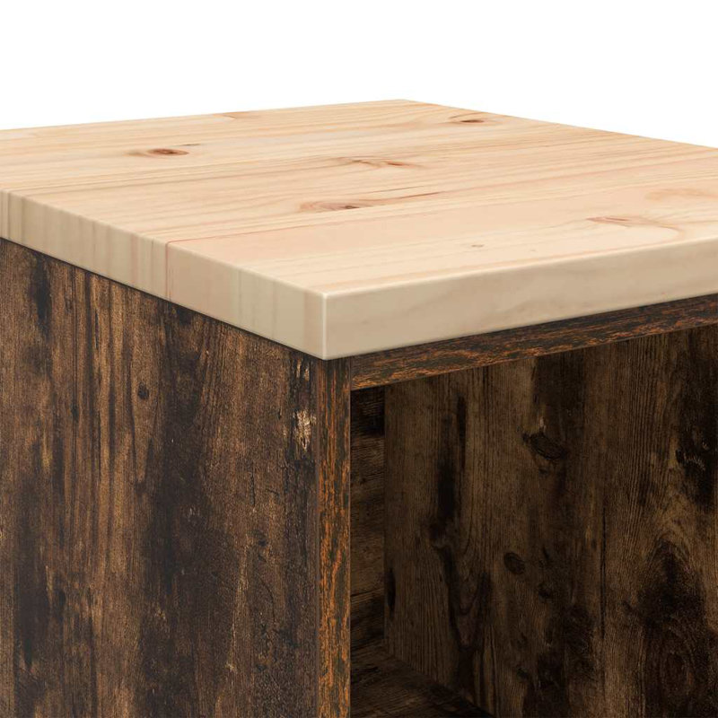 Solid Wood Single Storage Cabinet ( 85cm H x 40cm W x 51cm D), Smoked Oak