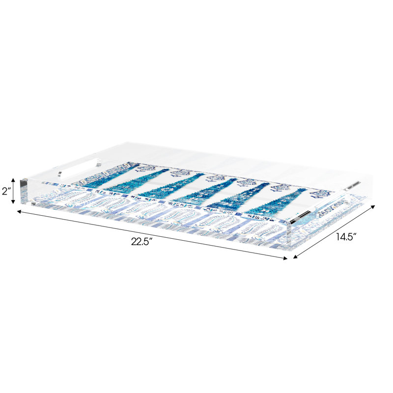 Topkapi Garden Acrylic Rectangle Decorative Tray, 22.5"W x 14.5"D x 2"H