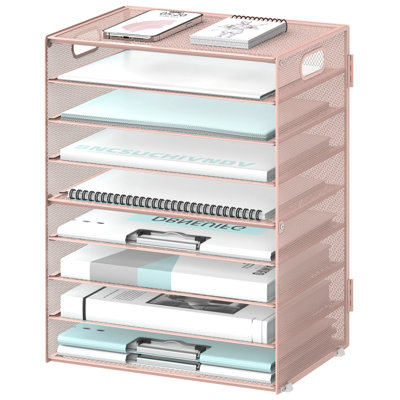 Organisateur de bureau en métal à 9 niveaux avec poignées, organisateur de bureau