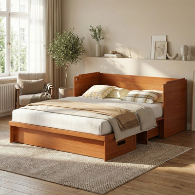Queen Murphy Bed Cabinet With Charging Station With Mattress -1200lbs Capacity, Extra Storage & Usb Ports