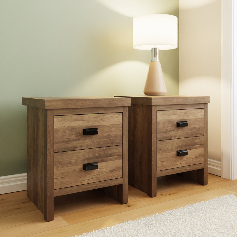Almasi 43 cm W Bedside Table, Knotty Oak