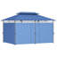 Pavillon de jardin 10 pi x 13 pi en métal et polyester avec rideaux en bleu classique pour les réceptions à l'extérieur