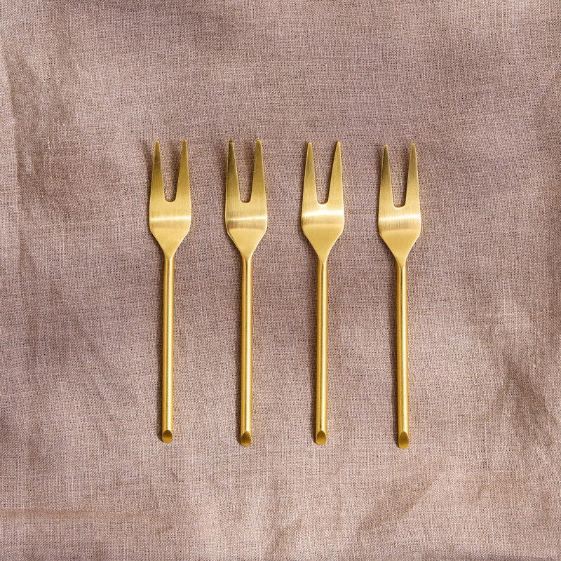Petites fourchettes fines dorées, ensemble de 4