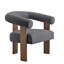Fauteuil d'appoint en mohair en forme de U avec pieds en bois de noyer Mamanbai-1790052702