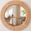 Miroir mural rond en gazon tissé à la main pour chambre à coucher décorative de style campagnard Boho-971313886
