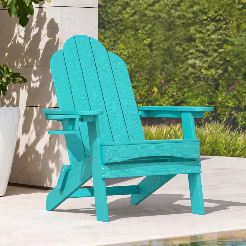 Chaise Adirondack pliable en plastique, Bleu Aruba