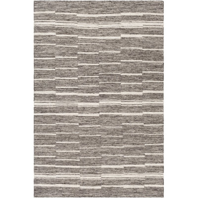 Striped Handmade Flatweave Wool Taupe/Ivory Area Rug