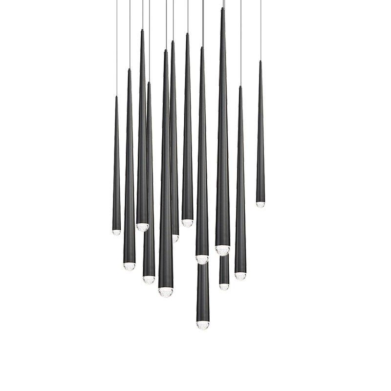 Cascade LED Pendant, 13, 37" H x 20" W x 20" D, Black
