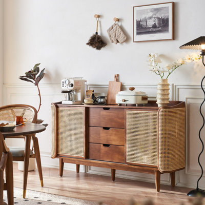 Mid-Century Modern Walnut Solid Wood Sideboard