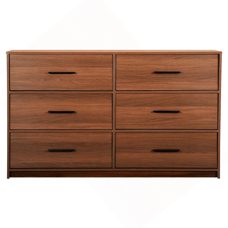 6-Drawer Dresser With Fabric Drawers, Walnut