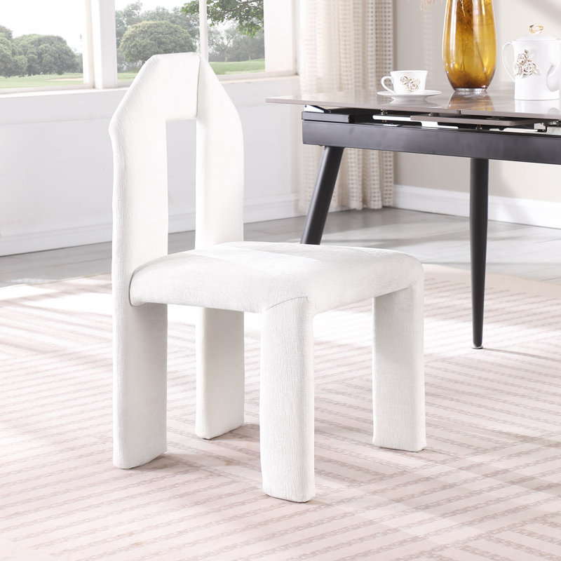 Chaise rembourrée Bennett, Tissu chenille crème
