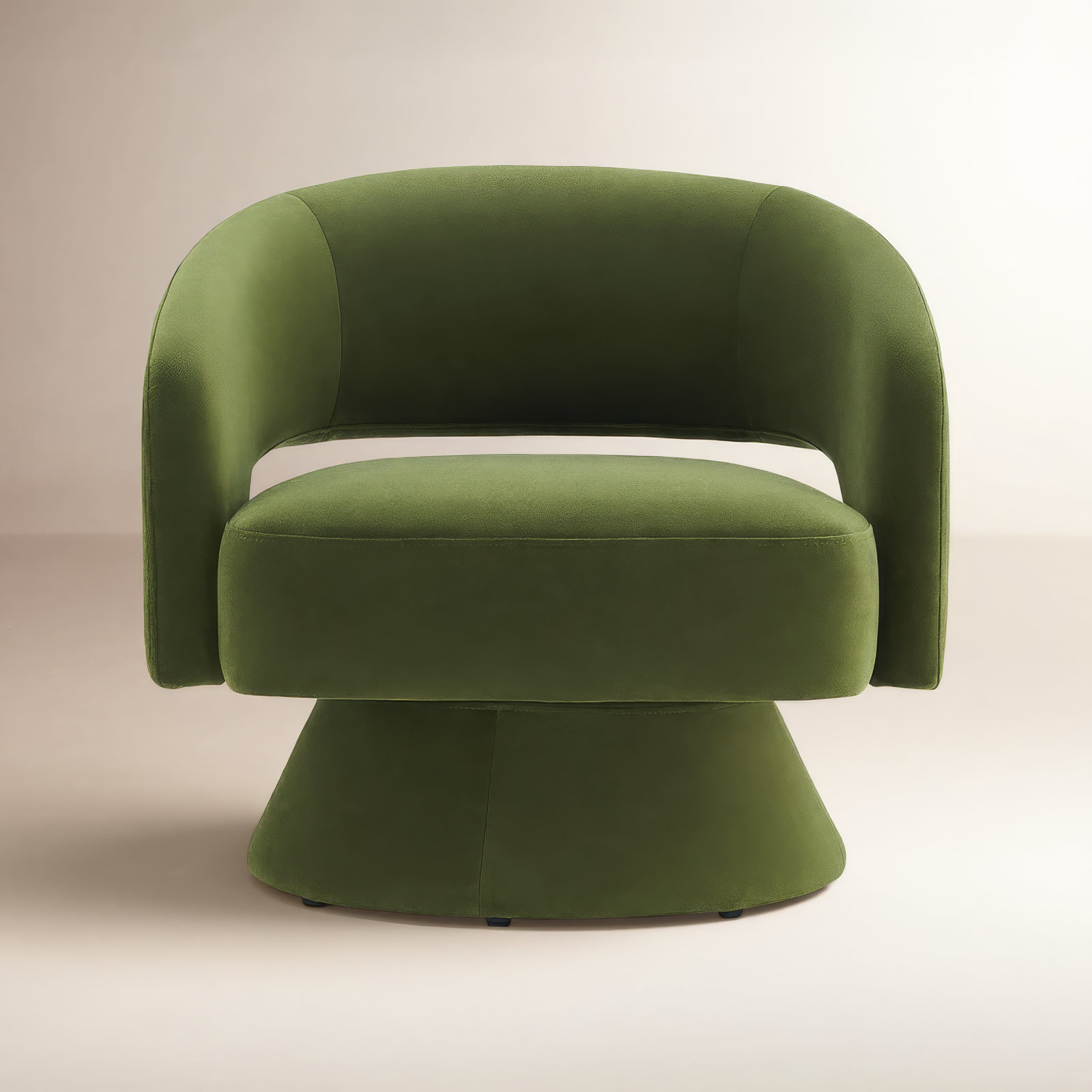 Wade Logan® Bhupendra Swivel Barrel Chair, Green Velvet
