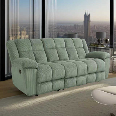 Canapé inclinable de salon en molleton vert menthe et turquoise