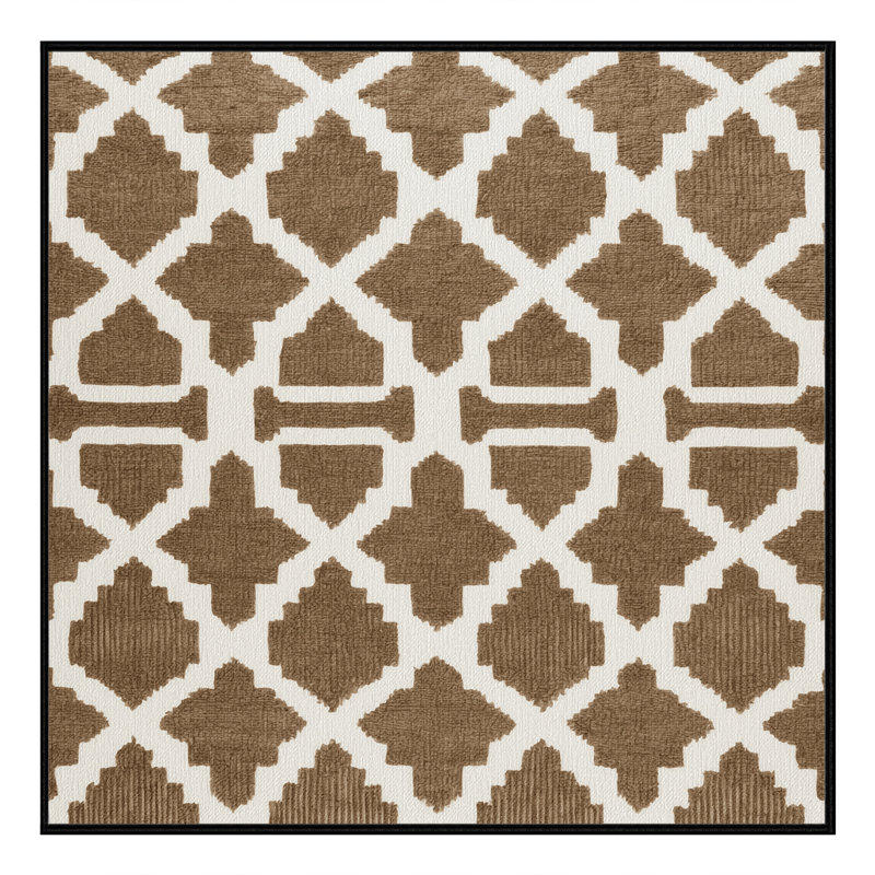 Tapis brun treillis lavable à la machine, Carré 3 pi