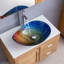 Lavabo vasque multicolore en verre trempé pour salle de bain, lavabo de comptoir pour meuble-lavabo