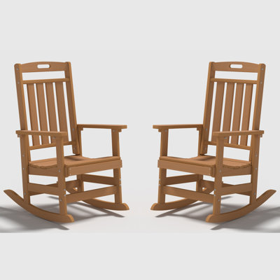 Set of 2 HDPE Rocking Chairs – All-Weather Heavy-Duty Patio Rockers with High Back for Porch, Lawn & Garden Comfort