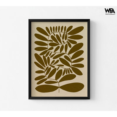 70S Sprig I By Emma Caroline, Brown Botanical Art, Retro Beige Plants Decor, Earth Tone Nature Living Room Wall Art, Entryway Decor 42X56"