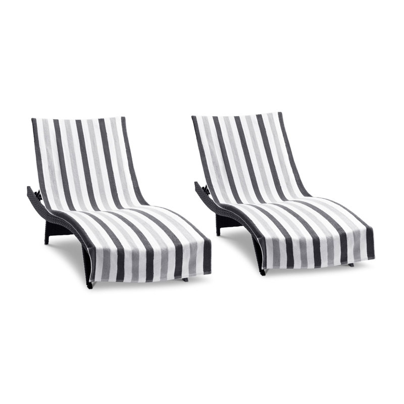 Cabo Cabana Chaise Cover 30x85 (2/Pack), Black/Gray