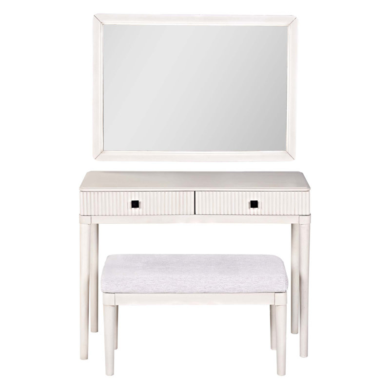 Bureau de coiffeuse avec miroir, ensemble de table de maquillage pour adultes avec tabouret, bureau à domicile, 2 grands tiroirs