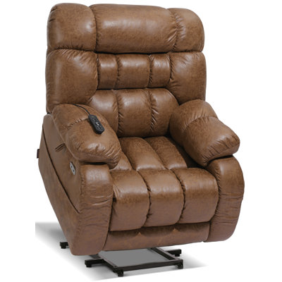 Large Power Lift Recliner Chair for Tall Elderly, 172 Degree Lay Flat Electric Lift Chair, Zero Gravity Elevated Footrest, Vintage Distressed Faux Leather, Classic American Style, Nut Brown