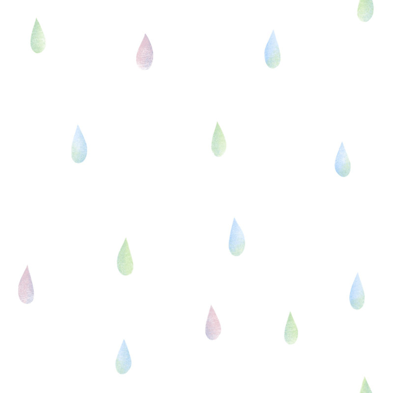 Rouleau de papier peint avec gouttes de pluie L 33 pi x l 20,5 po Honea Kids, Bleu