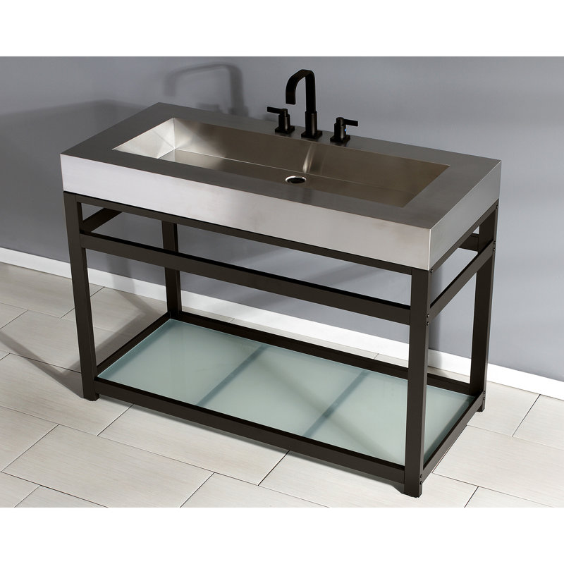 Fauceture Rectangular Console Bathroom Sink, Brushed/Oil Rubbed Bronze