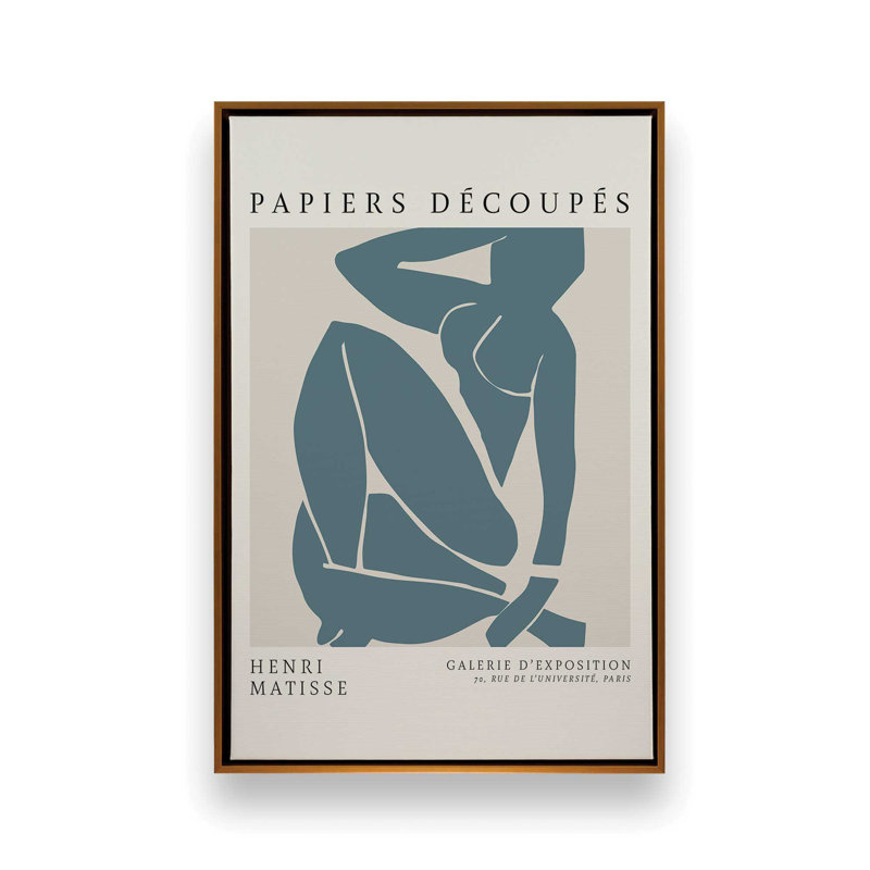 Matisse's Nude III en bleu minuit, H 48,75 po x l 32,75 po x P 1,75 po, Cadre flottant or poli
