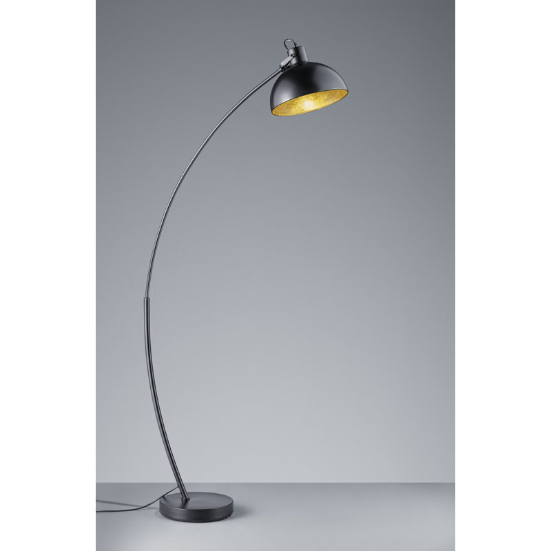 Konen 155cm Black Arched Floor Lamp, Black/Gold