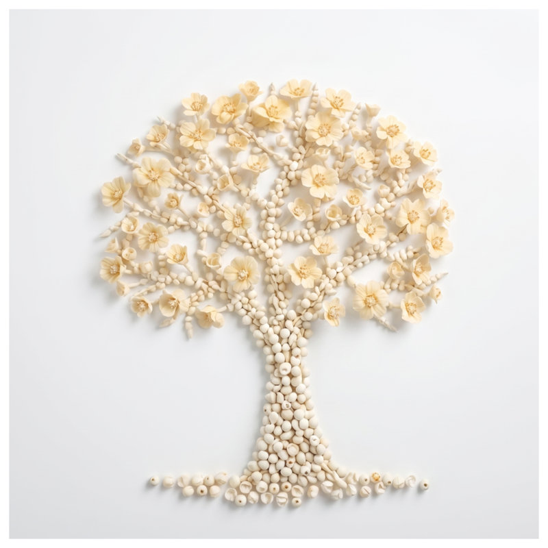 Coussins décoratifs à double face avec motif d'arbre à fleurs, 18 x 18 pouces, Medium Beige Medium White