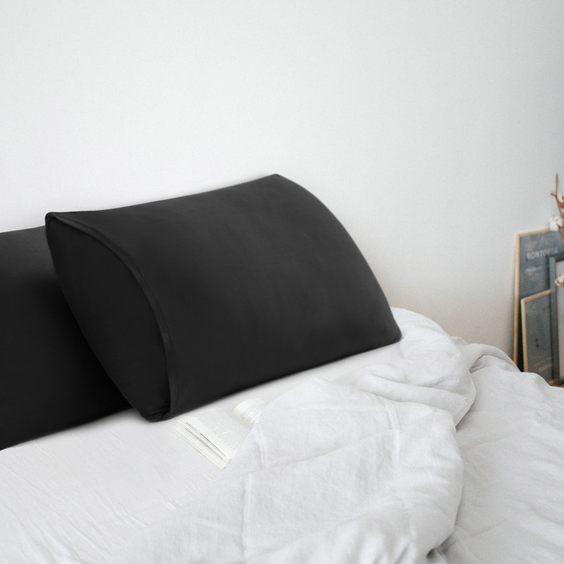 Taies d'oreiller en jersey extensible avec fermeture à enveloppe, Noir, Taie d'oreiller très grande
