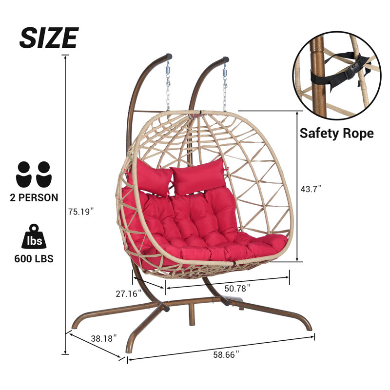 Metal Frame Patio Chair With Stand And Cushions For Bedroom Balcony Patio, Red