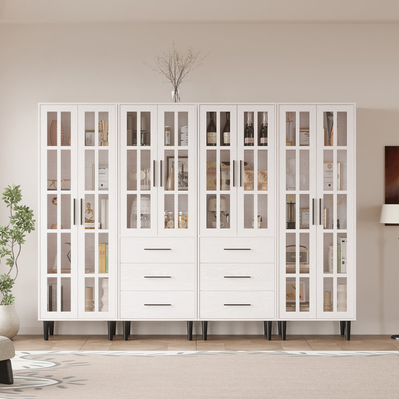 70.9'' H X 94.48'' W Kitchen Pantry With Bookcases, White