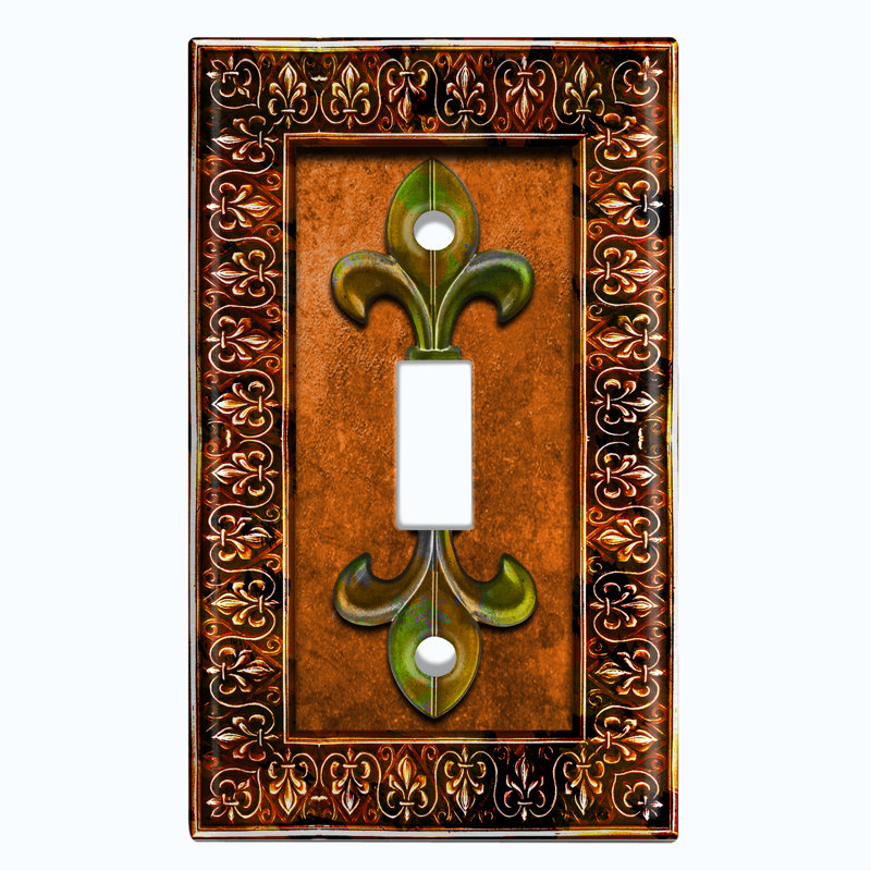 Patterned 2 - Gang Toggle Light Switch Standard Wall Plate, Orange