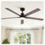 Ventilateur de plafond noir moderne 60 pouces avec éclairage intégré et télécommande, moteur à courant continu homologué ETL