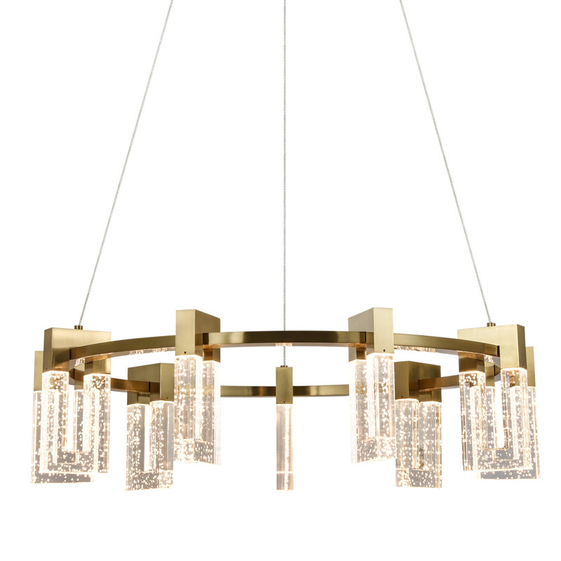 Sorrento Antique Brass 27" Integrated LED Circular Chandelier with Crystal Accents