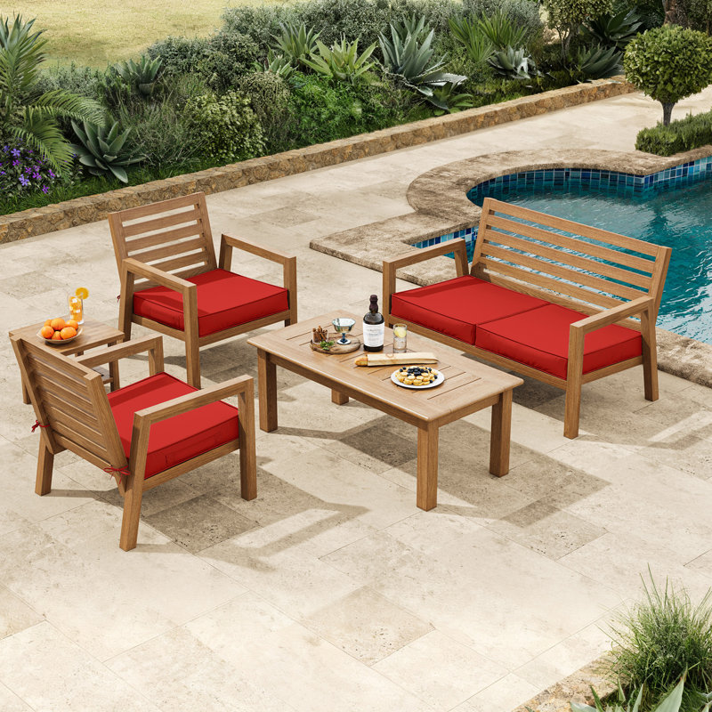 Coussins de chaise d'extérieur 19 x 19 x 4, L 19 po x P 19 po, Rouge, 4''