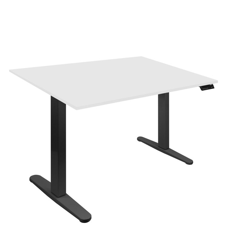 Mount-It Dual Motor Electric Standing Desk with 48 in. Tabletop, White, Black