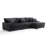 3 - Piece Upholstered Gray Faux Rabbit Fur Flannel Modular Sectional Sofa with Armrests & Throw Pillows-1817654548