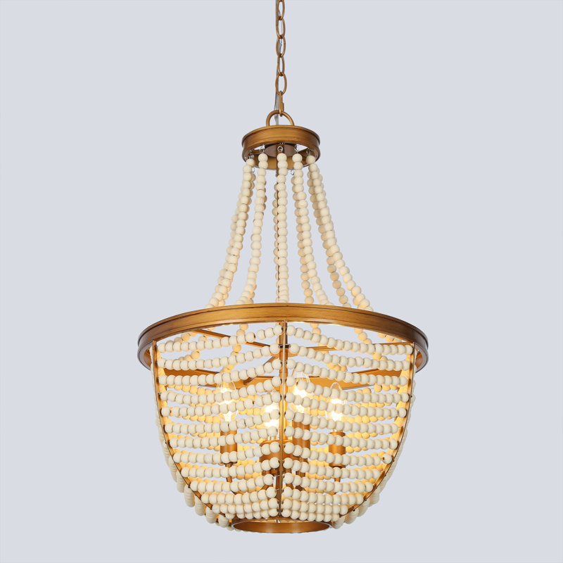 Modern 4-Light Boho Empire Wood Chandelier