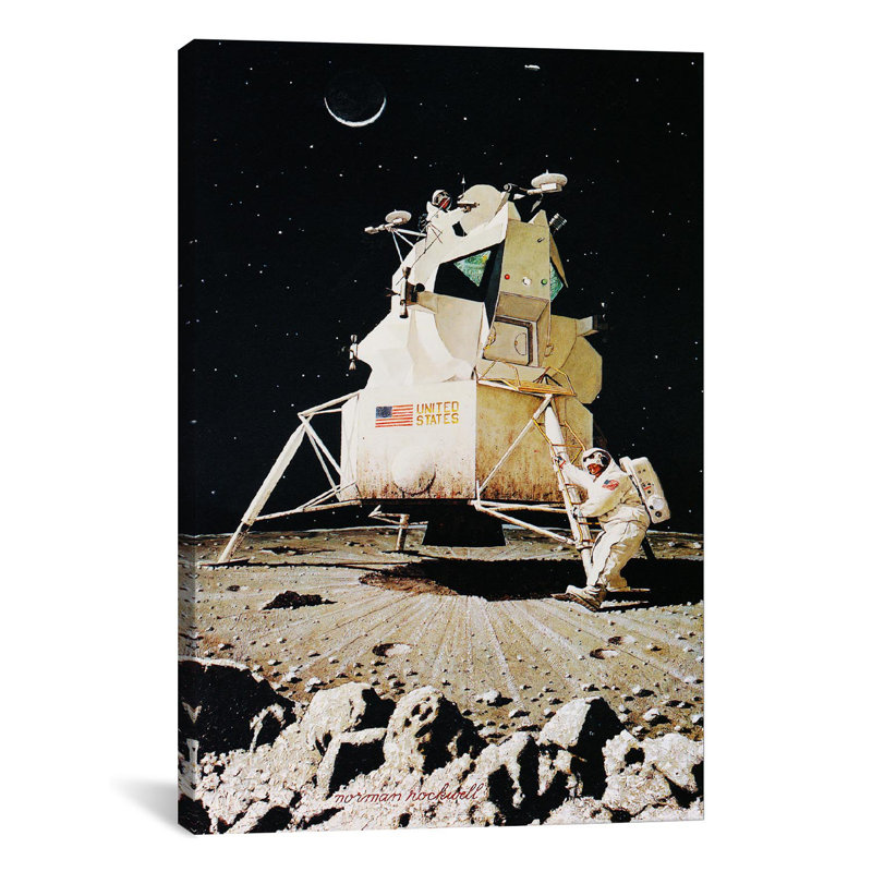 «Man on the Moon» par Norman Rockwell, impression sur toile, H 40 po x l 26 po x P 1,5 po, Toile tendue, Pas de tapis