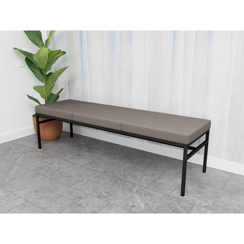 Banc de réception 3 places Avon Rx Santé, structure en métal, capacité de 650 lb, Noir, Vinyle Silvertex Météore