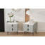 Tables de chevet de 2, table de chevet grise avec plateau de table en marbre, 2 tiroirs pour le rangement de la chambre à coucher-1297406914-1297406941