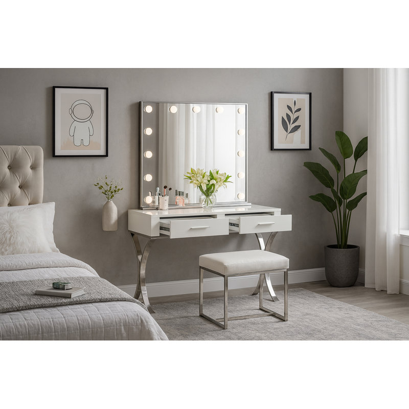 Hollywood Gold Mirror, Chrome