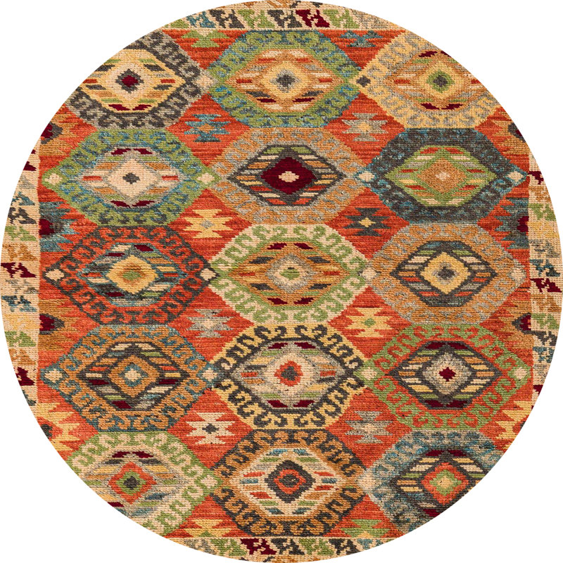 Tapis décoratif multicolore à motif abstrait, Rond 5 pi