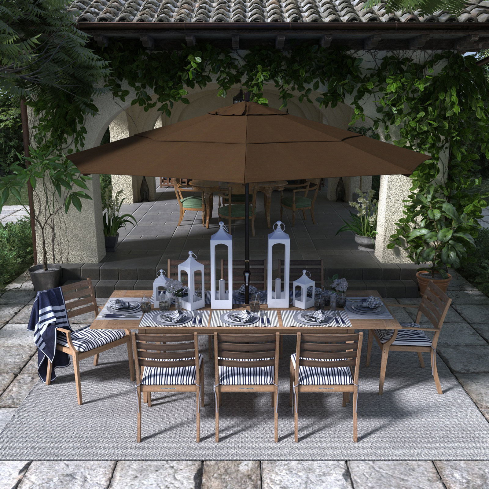 132'' Outdoor Umbrella, Teak Performance